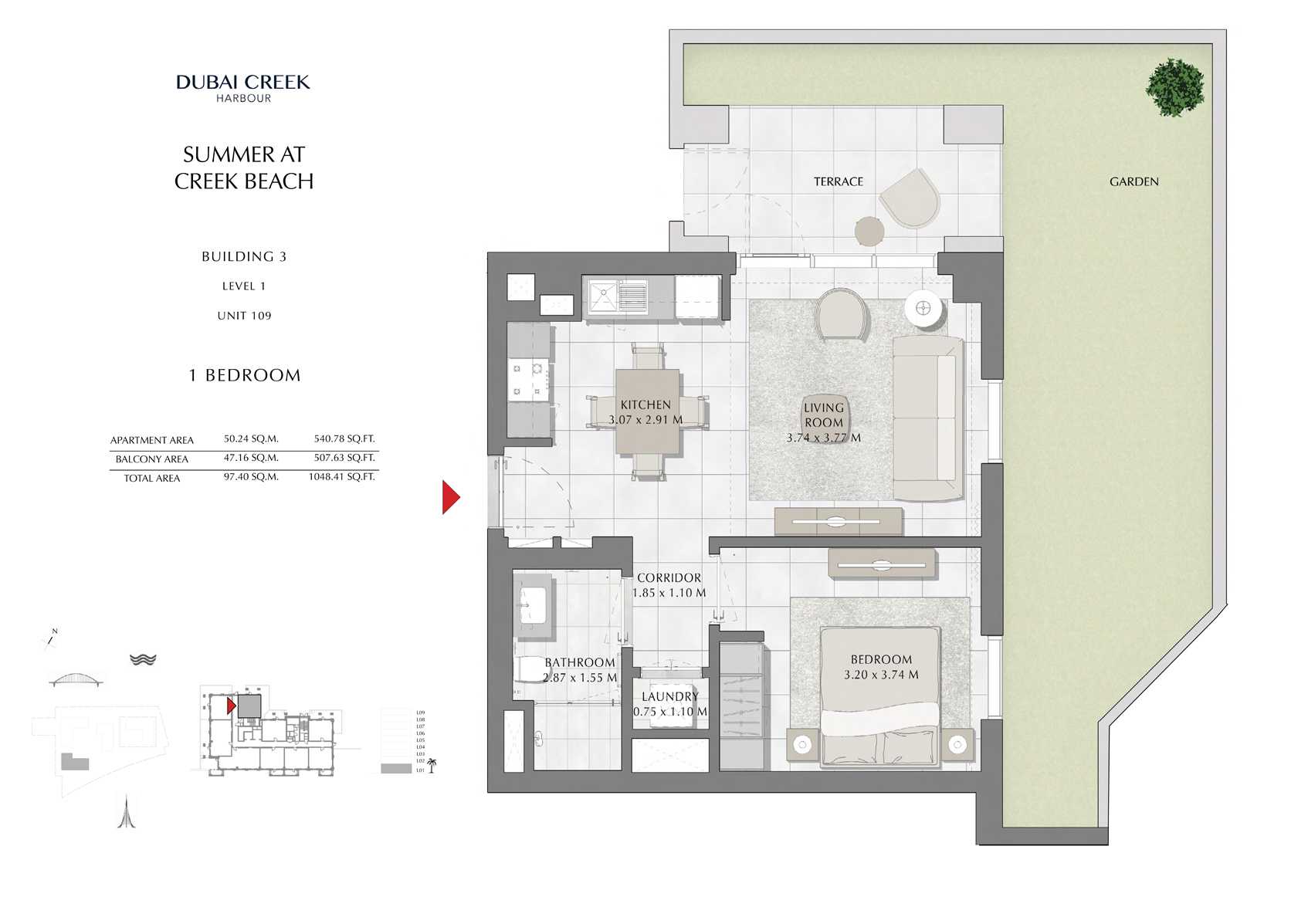 1 Br Building 3 Level 1 Unit 109, Size 1048 Sq Ft